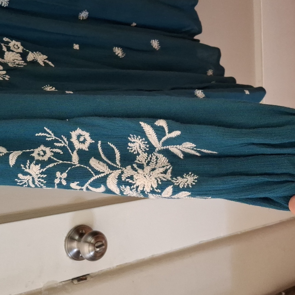 Free People Teal Floral Embroidered Tunic - Picture 5 of 9